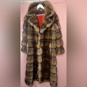 1960s Faux Mink Fur Coat Long Vintage L XL Classic Elegant